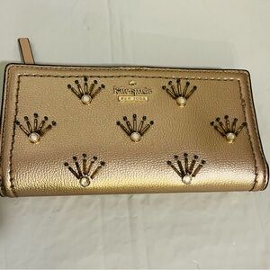 Kate Spade Metallic Rose Gold Wallet with Embellishments